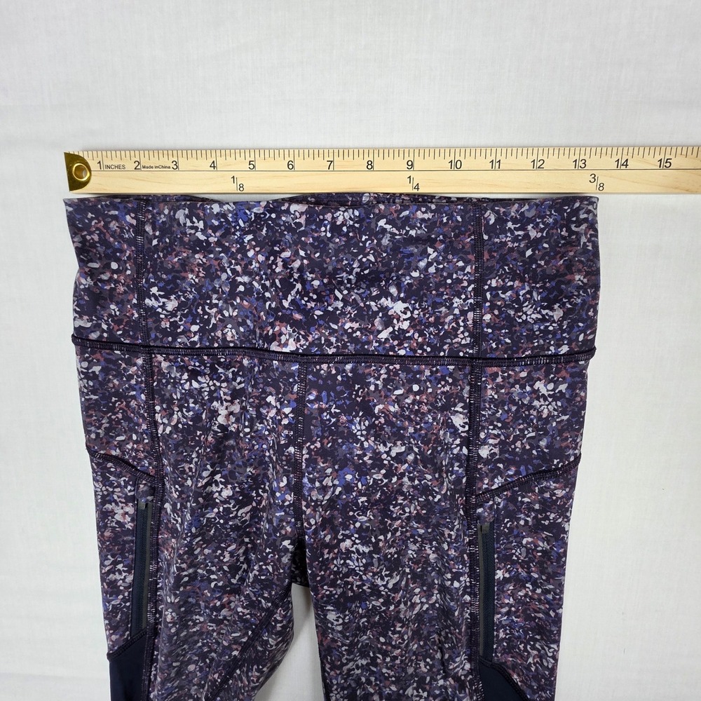 Athleta Rainier Printed Mesh Size S Purple Women High Rise Pocket Leggings - Picture 5 of 10